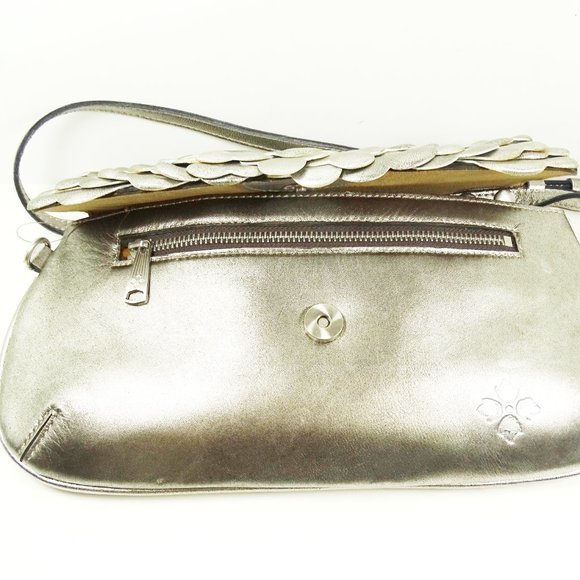 PATRICIA NASH Baku Platinum Color Petals Leather Clutch Crossbody - Picture 4 of 7